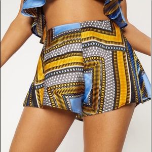 Satin Shorts Tribal Print